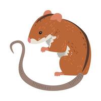 Field Mouse, Cute Fluffy Red Rodent Animal with Black Stripe on Its Back, Side View Illustration vector