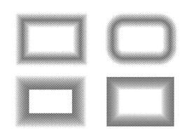 Black and white rectangle halftone pattern of dots for visual effect backdrop and background vector
