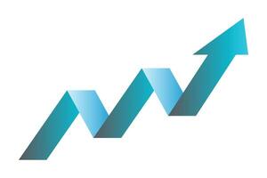 3D Upward Trending Arrow Depicting Growth Progress And Positive Business Trends vector