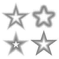 Star graphic made of halftone dots silhouette black and white design background and backdrop vector