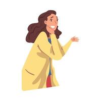 Smiling Woman Communicating Online via the Internet Using Call or Talking Face to Face, Modern Communication, Social Networking Concept Illustration vector