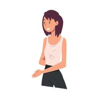 Smiling Young Woman Communicating Online via the Internet or Talking Face to Face, Modern Communication Concept Illustration vector