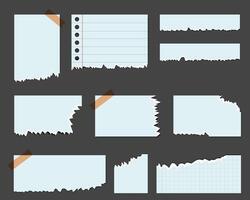 set of stickers from torn paper, carelessly torn paper vector