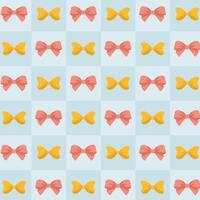 Pattern, flirty bows on a chessboard retro background. Suitable for printing, scrapbooking, textile, fabric. vector
