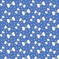 Seamless pattern of cute bows. White bows on a blue background with polka dots. vector