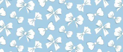 Pattern of cute bows. White bows on a soft blue background. vector