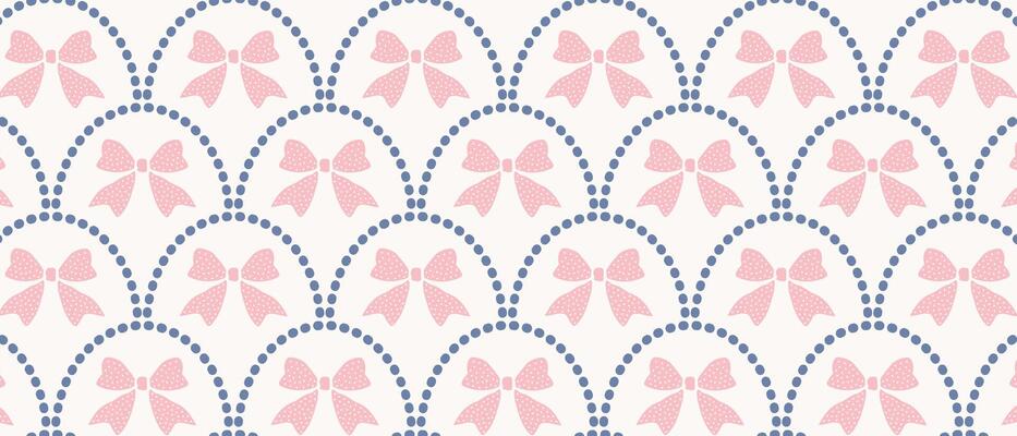 Cute vintage pattern with bows and ribbons in cells. Perfect for fabric, tablecloth, packaging, wallpaper.