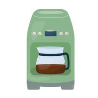 illustration of modern drip coffee machine with glass carafe Simple flat design isolated on white. Stylish kitchen appliance perfect for brewing filter coffee. Ideal for cafe menu, print or web vector
