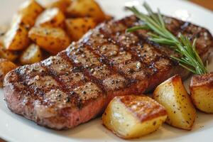Savory New York Strip Steak with Roasted Potatoes photo