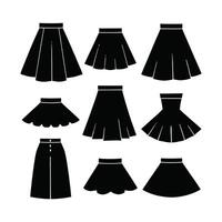 Set of nine different skirt silhouettes isolated on white for fashion design vector