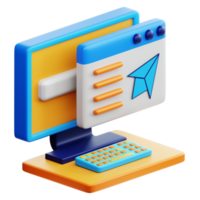 A computer with a paper airplane on it png