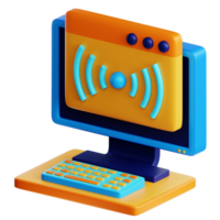 A computer monitor with a wireless signal on it png