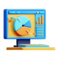 A computer monitor with a pie chart on it png