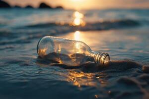 A message in a bottle on the beach photo