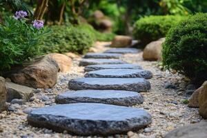 Tranquil Garden Pathway Alphabet Stones Inspiring NatureInspired Learning photo
