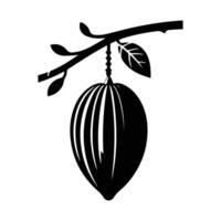 Minimalist black silhouettes of cocoa fruit for use in farming gardening or botany artwork vector