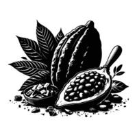 Black cocoa pod silhouette set perfect for chocolate food and agriculture related themes and projects vector
