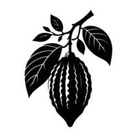 Cocoa pod and bean silhouettes for eco friendly food packaging and nature based concepts vector