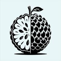 Herbal Annona Squamosa Fruit Shapes in Black Silhouette for Natural Health and Tropical Themes vector
