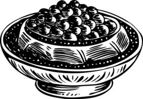 A hand drawn style illustration of caviar dish vector