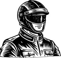 Race driver illustration in vintage style vector