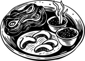 A hand drawn style illustration of breakfast vector