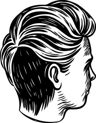A vintage style illustration of slicked hair
