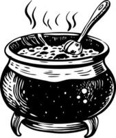Witch cauldron illustration showing in vintage style vector