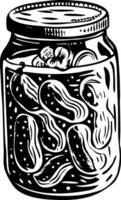 A hand drawn illustration of pickle jar vector