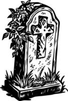 A sketchy style illustration showing tombstone vector