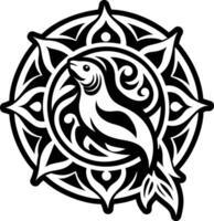 A glyph style icon depicting abstract seal vector