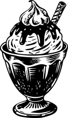 A vintage style illustration of cream sundae