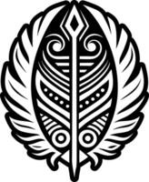 A stylized tribal design with a feather on top vector