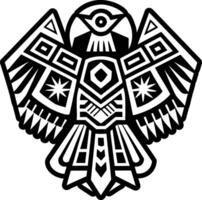 A tribal style eagle with a black and white design vector