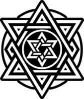 A solid icon depicting david star in geometric form vector
