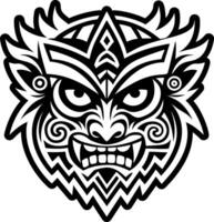 A tribal mask with a face and horns vector