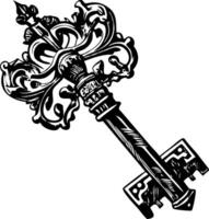 Vintage style illustration showing gothic key vector