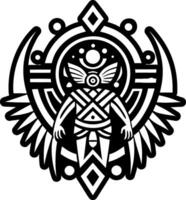 An image of a tribal design with a bird on it vector