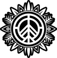 A peace sign with a black and white design vector