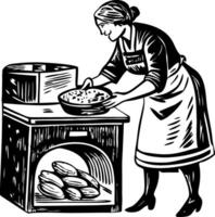 Baking oven illustration in vintage style vector