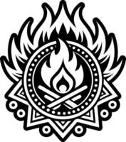 A glyph style icon of firepit tattoo vector