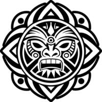 A glyph style icon of native mask tattoo vector