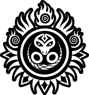 A glyph style icon of fire snake tattoo