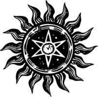 Gothic sun illustration showing in vintage style vector