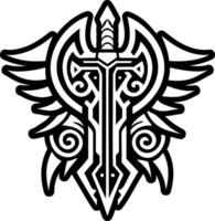 A filled style icon of tribal sword symbol vector