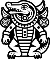 An image of a black and white drawing of a dragon vector