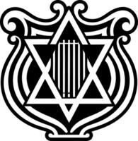 An icon depicting harp musical instrument in glyph style vector