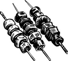 A vintage style illustration of skewers vector