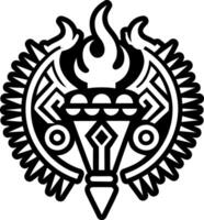 A tribal design with flames and a feather vector