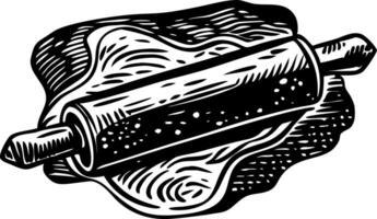 A hand drawn illustration of rolling dough vector